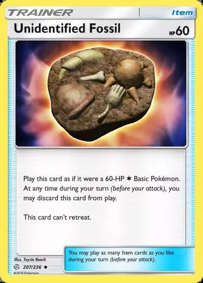 Unidentified Fossil 207/236 Cosmic Eclipse Pokemon card