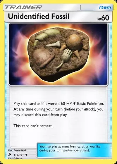 Unidentified Fossil 116/131 Forbidden Light Pokemon card