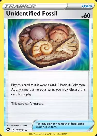 Unidentified Fossil 165/195 Silver Tempest Pokemon card