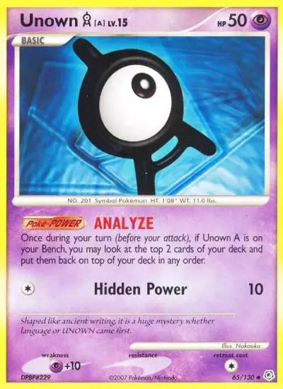 Unown [A] 65/130 Diamond & Pearl Pokemon card