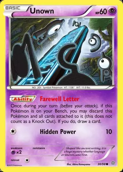 Unown 30/98 Ancient Origins Pokemon card