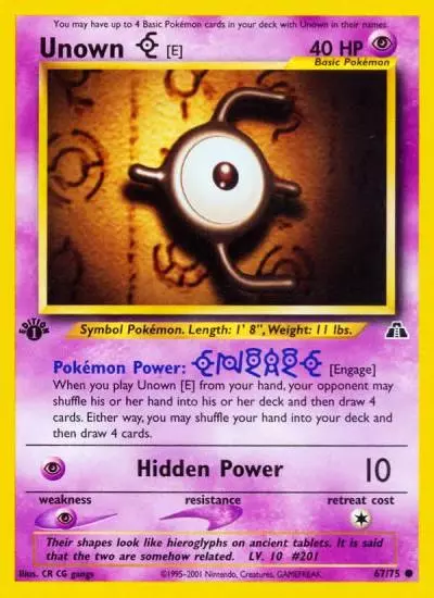 Unown [E] 67/75 Neo Discovery Pokemon card