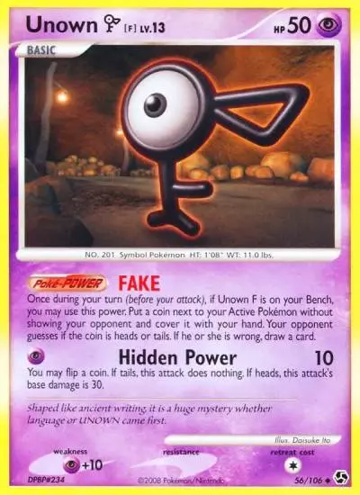 Unown [F] 56/106 Great Encounters Pokemon card