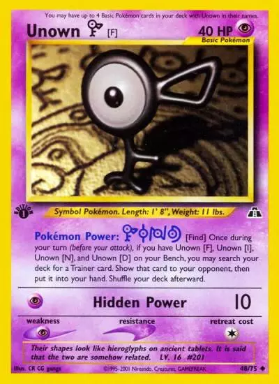 Unown [F] 48/75 Neo Discovery Pokemon card