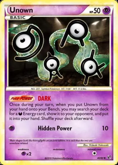 Unown 40/90 HS—Undaunted Pokemon card