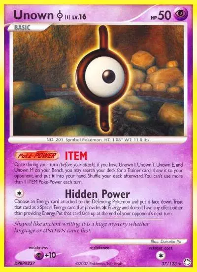 Unown [I] 37/123 Mysterious Treasures Pokemon card
