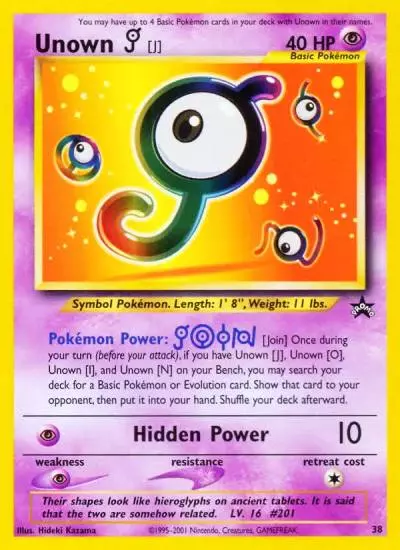 Unown [J] 38/53 Wizards Black Star Promos Pokemon card