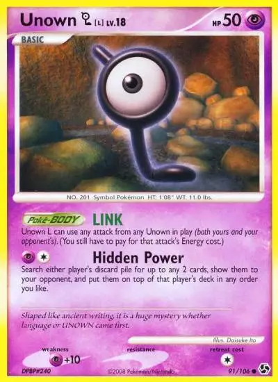 Unown [L] 91/106 Great Encounters Pokemon card
