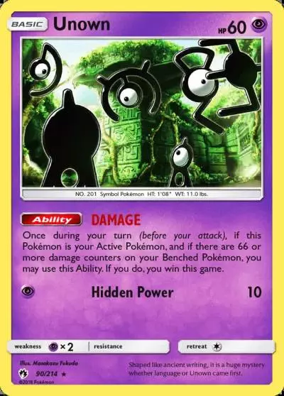 Unown 90/214 Lost Thunder Pokemon card
