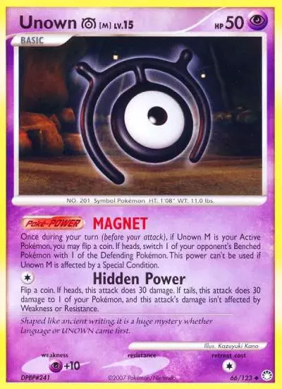 Unown [M] 66/123 Mysterious Treasures Pokemon card