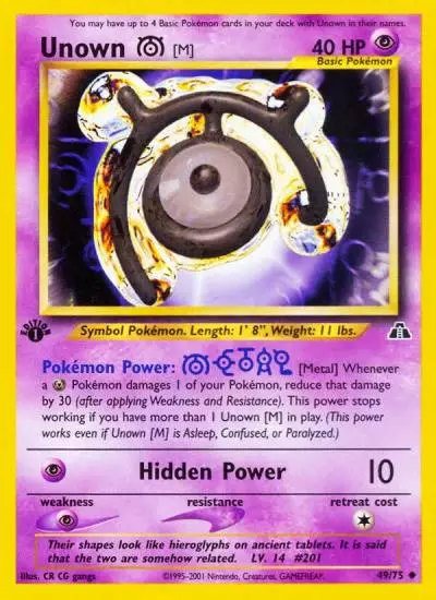 Unown [M] 49/75 Neo Discovery Pokemon card