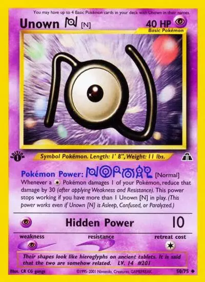 Unown [N] 50/75 Neo Discovery Pokemon card