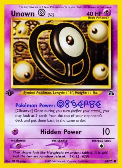 Unown [O] 69/75 Neo Discovery Pokemon card