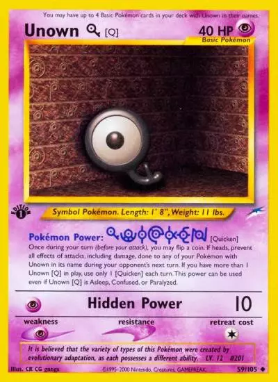 Unown [Q] 59/105 Neo Destiny Pokemon card