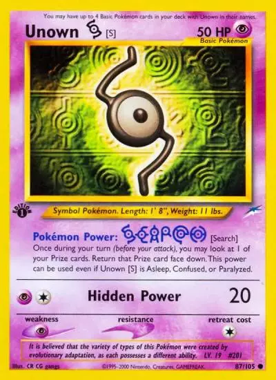Unown [S] 87/105 Neo Destiny Pokemon card