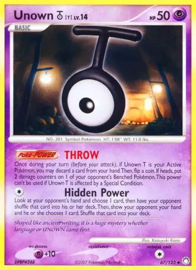 Unown [T] 67/123 Mysterious Treasures Pokemon card