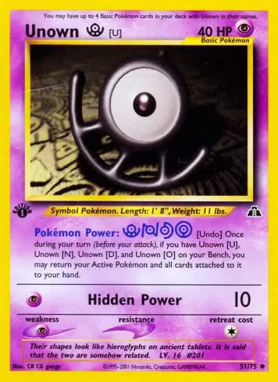 Unown [U] 51/75 Neo Discovery Pokemon card