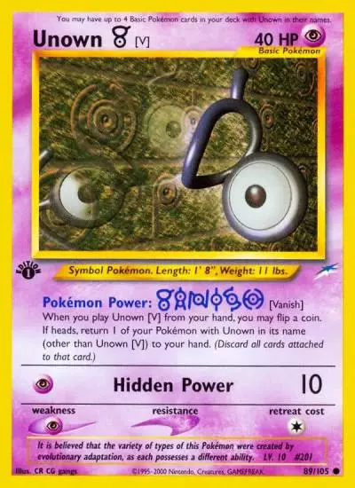 Unown [V] 89/105 Neo Destiny Pokemon card
