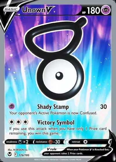 Unown V 176/195 Silver Tempest Pokemon card