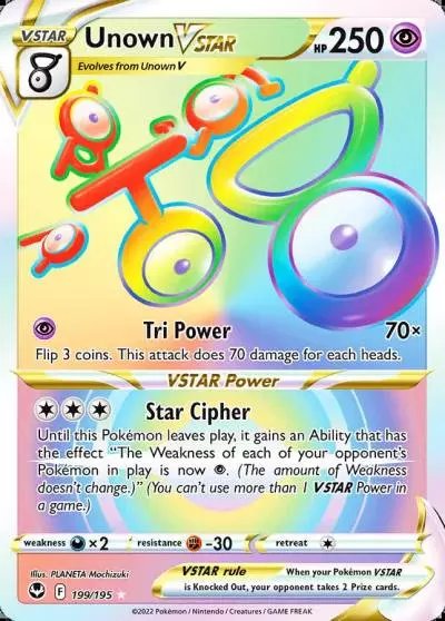 Unown VSTAR 199/195 Silver Tempest Pokemon card