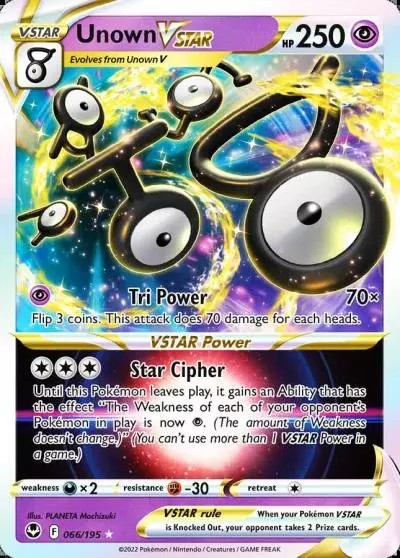 Unown VSTAR 66/195 Silver Tempest Pokemon card
