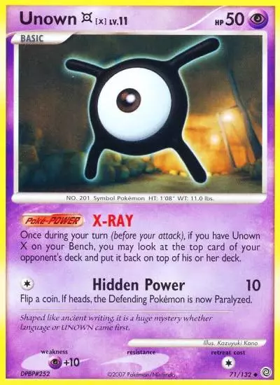 Unown [X] 71/132 Secret Wonders Pokemon card