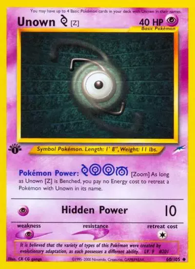 Unown [Z] 60/105 Neo Destiny Pokemon card