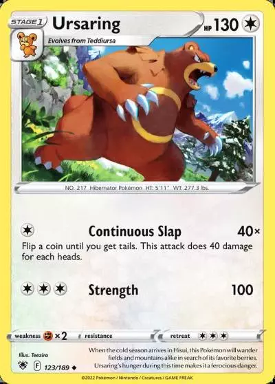 Ursaring 123/189 Astral Radiance Pokemon card