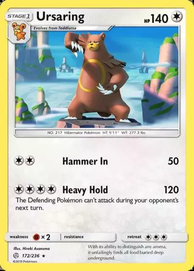 Ursaring 172/236 Cosmic Eclipse Pokemon card
