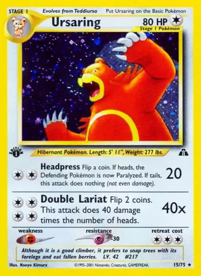 Ursaring 15/75 Neo Discovery Pokemon card