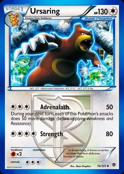 Ursaring 76/101 Plasma Blast Pokemon card