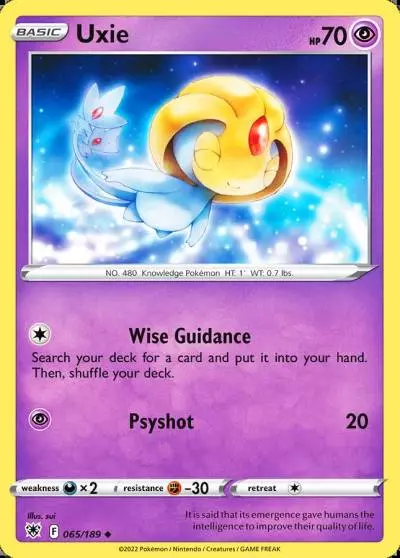 Uxie 65/189 Astral Radiance Pokemon card