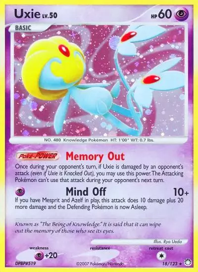 Uxie 18/123 Mysterious Treasures Pokemon card