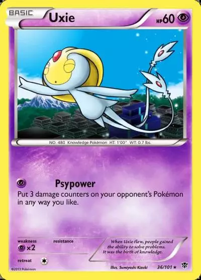 Uxie 36/101 Plasma Blast Pokemon card