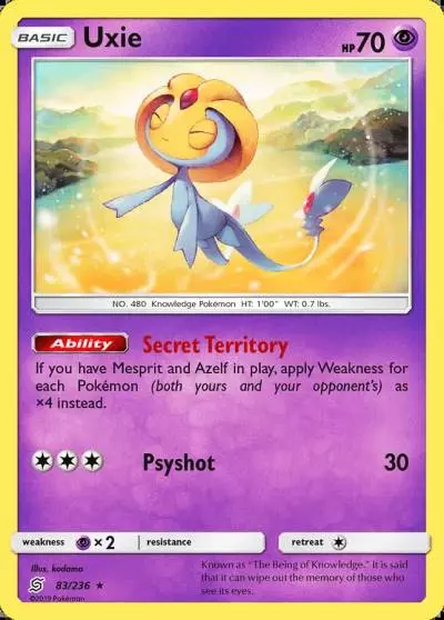 Uxie 83/236 Unified Minds Pokemon card