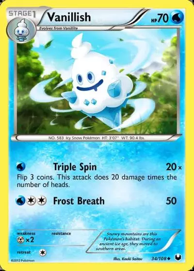 Vanillish 34/108 Dark Explorers Pokemon card