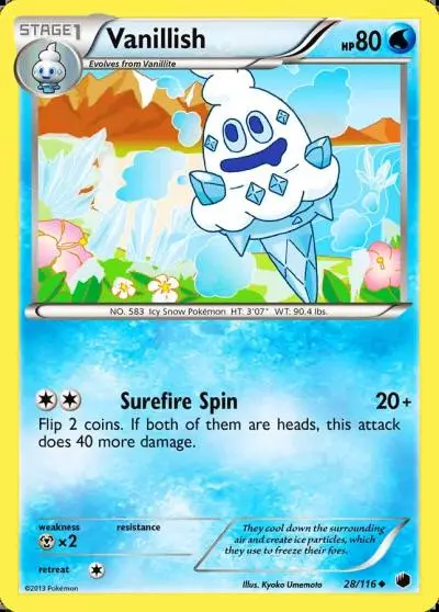 Vanillish 28/116 Plasma Freeze Pokemon card