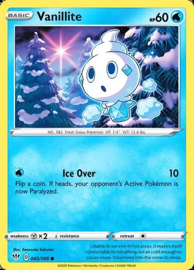 Vanillite 45/189 Darkness Ablaze Pokemon card