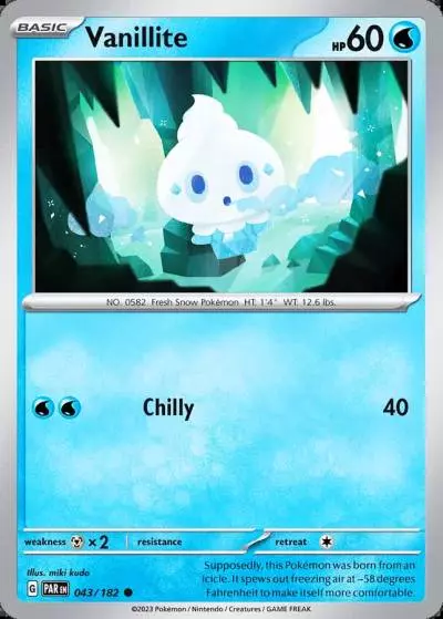 Vanillite 43/182 Paradox Rift Pokemon card