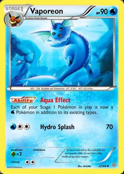 Vaporeon 22/98 Ancient Origins Pokemon card