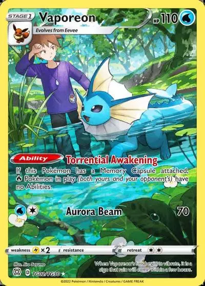 Vaporeon TG02/30 Brilliant Stars Trainer Gallery Pokemon card