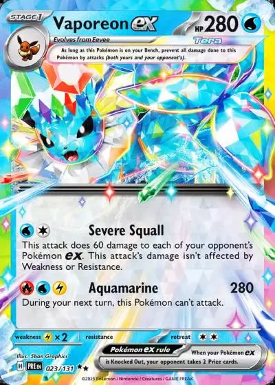Vaporeon ex 23/131 Prismatic Evolutions Pokemon card