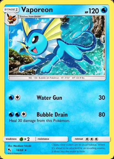 Vaporeon 18/68 Hidden Fates Pokemon card