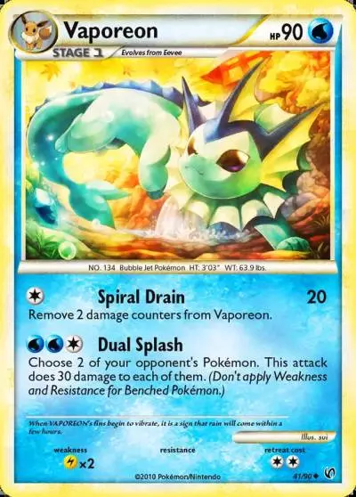 Vaporeon 41/90 HS—Undaunted Pokemon card