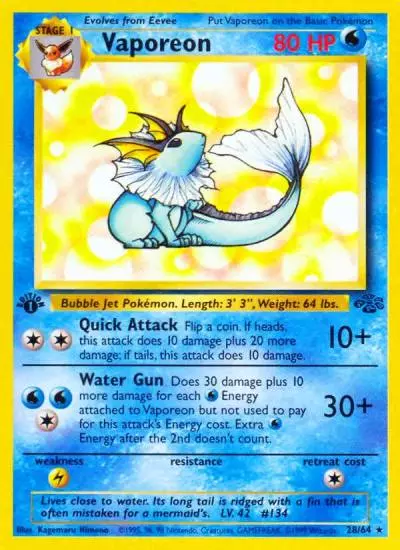 Vaporeon 28/64 Jungle Pokemon card