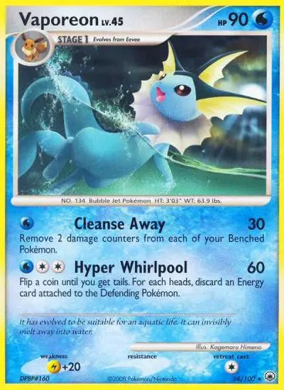 Vaporeon 34/100 Majestic Dawn Pokemon card