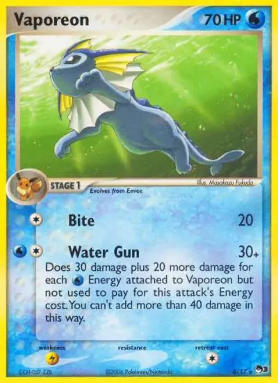 Vaporeon 6/17 POP Series 3 Pokemon card