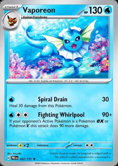 Vaporeon 22/131 Prismatic Evolutions Pokemon card