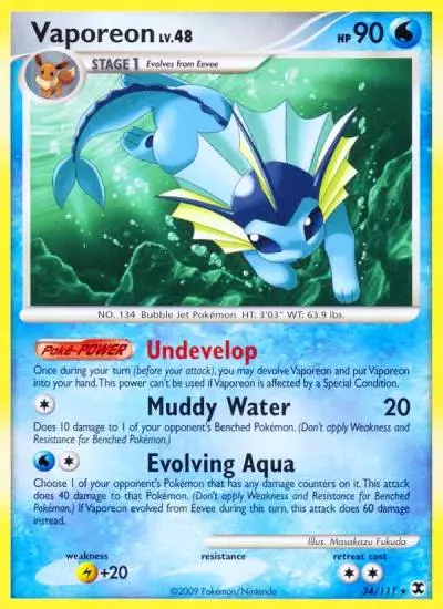 Vaporeon 34/111 Rising Rivals Pokemon card