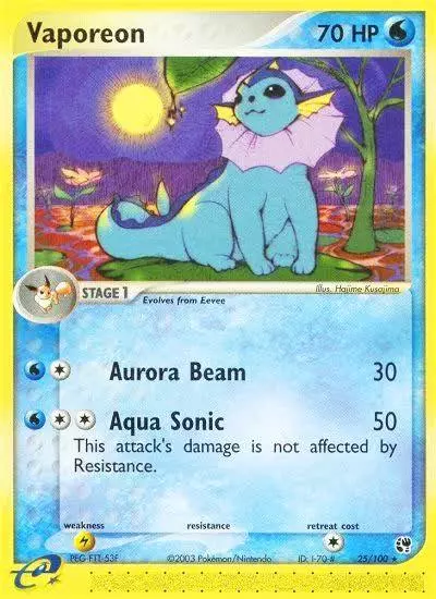 Vaporeon 25/100 Sandstorm Pokemon card